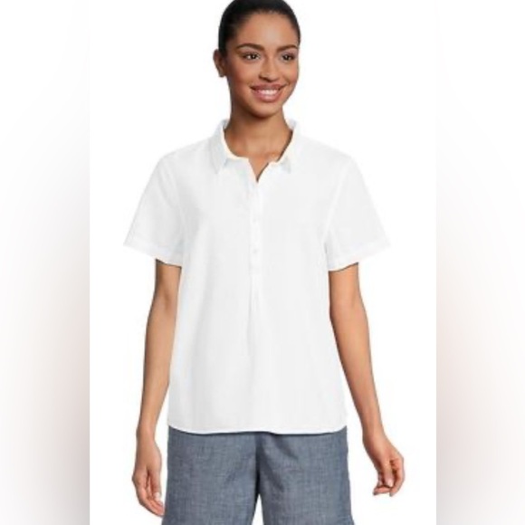 LL BEAN Women's Vacationland Seersucker Shirt, Short-Sleeve Popover Stripe 2X - Picture 1 of 5